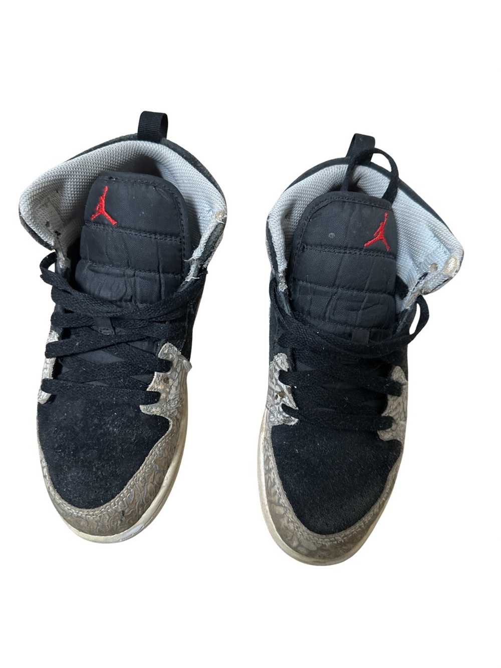 Jordan Black and Red High-Top Kids Sneakers